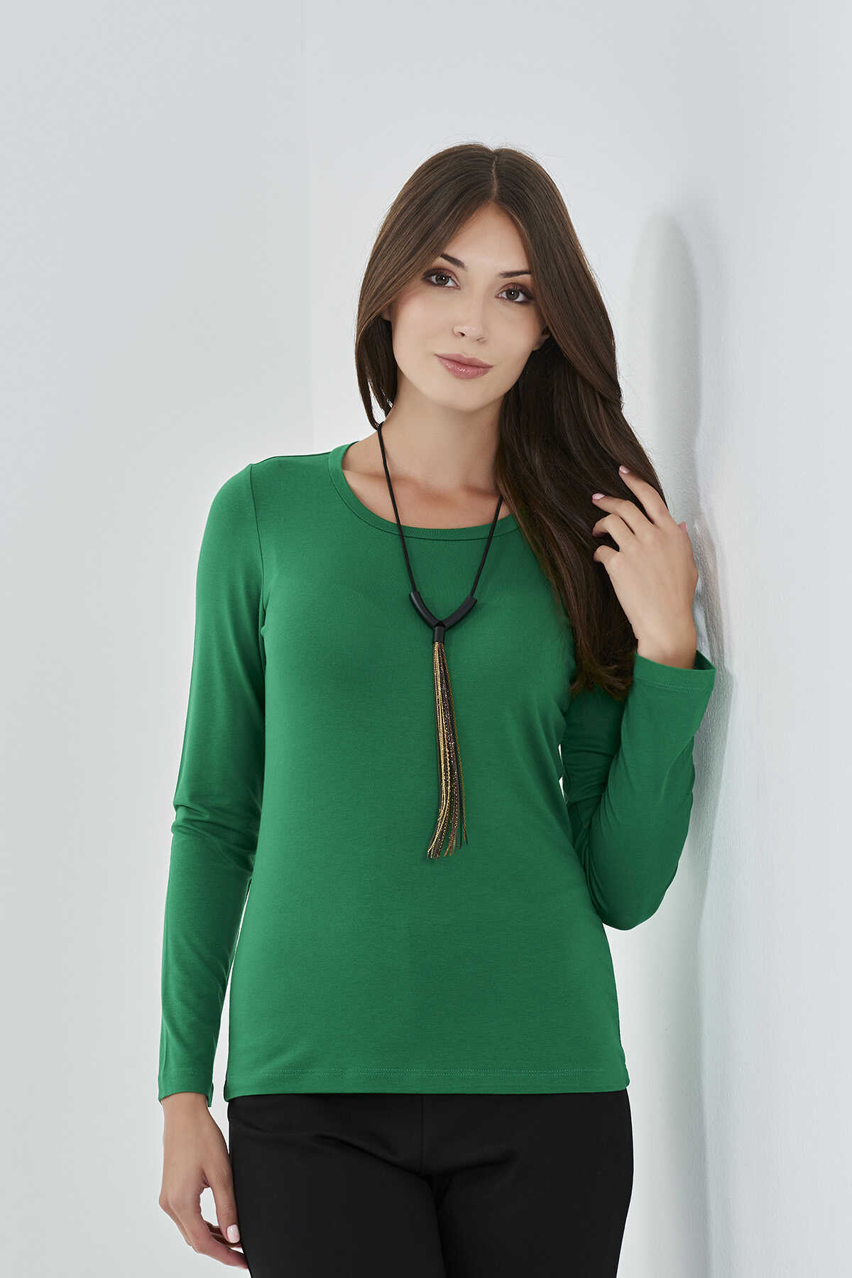 10074 Bisiklet Yaka Uzun Kol Body