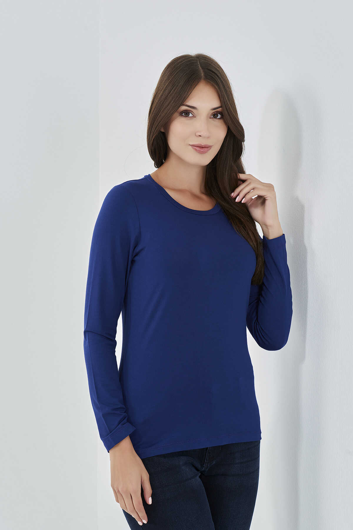 10074 Bisiklet Yaka Uzun Kol Body