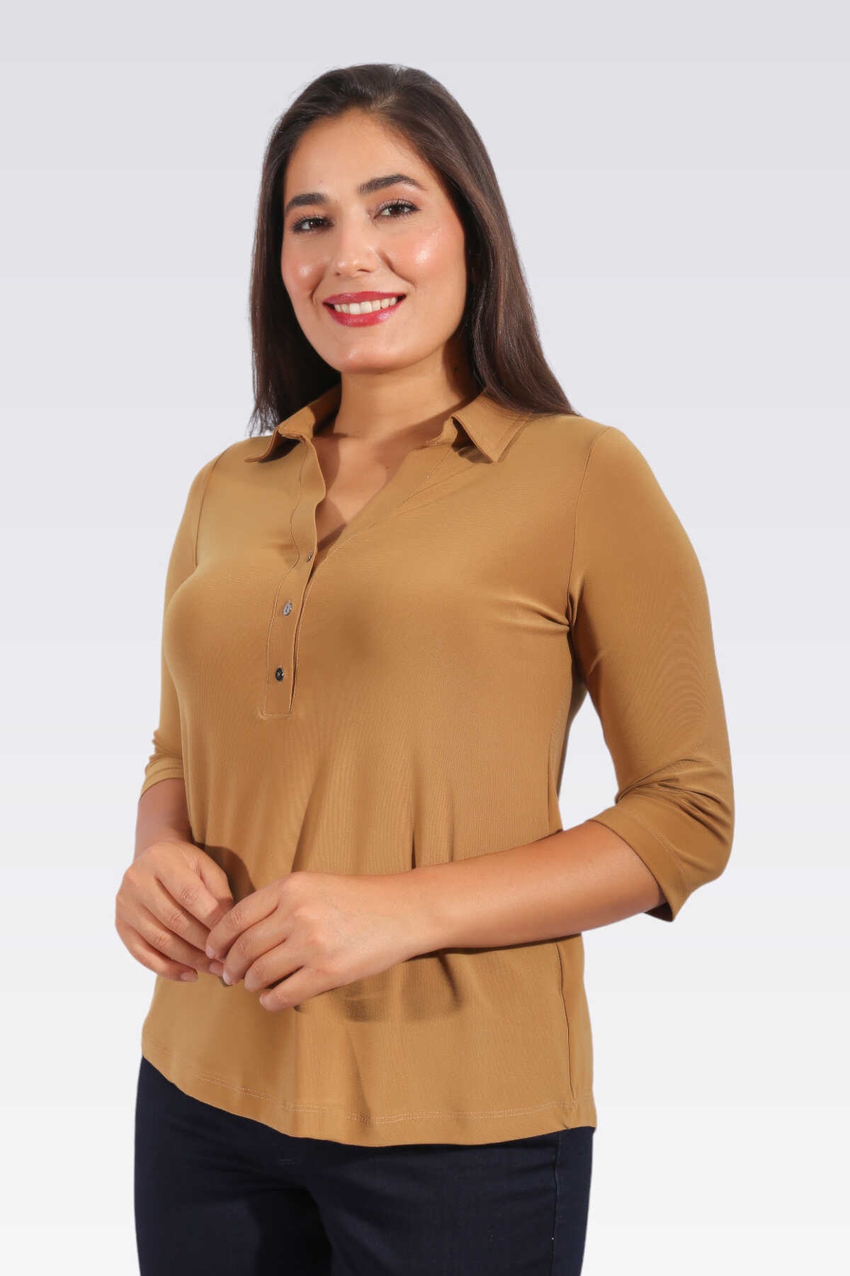 10395 Polo Yaka Truvakar Kol Örme Bluz