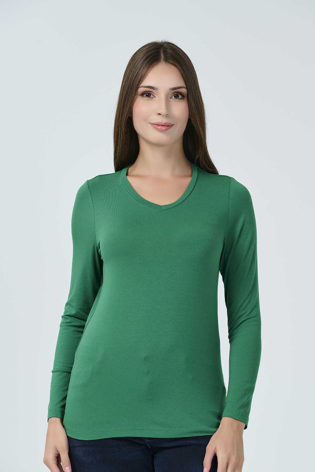 10538 V Yaka Uzun Kol Tshirt