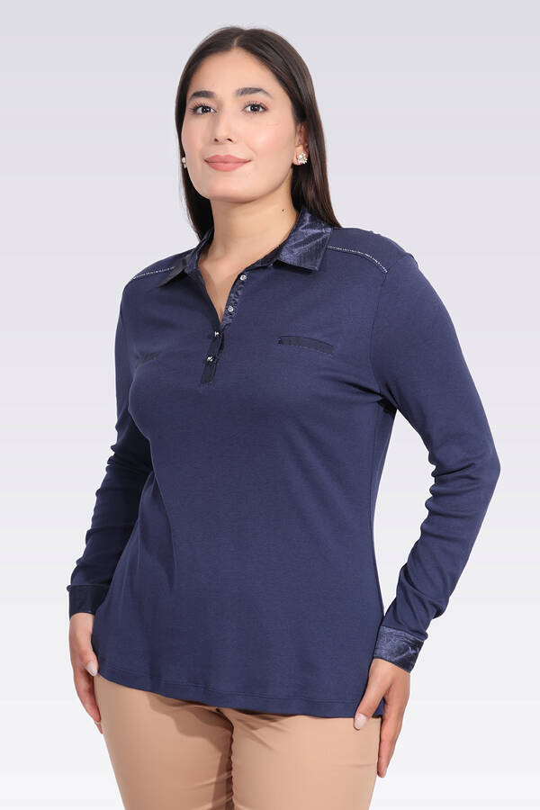 10664 SATEN GARNİLİ ŞIK ÖRME BLUZ