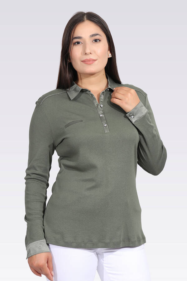 10664 SATEN GARNİLİ ŞIK ÖRME BLUZ