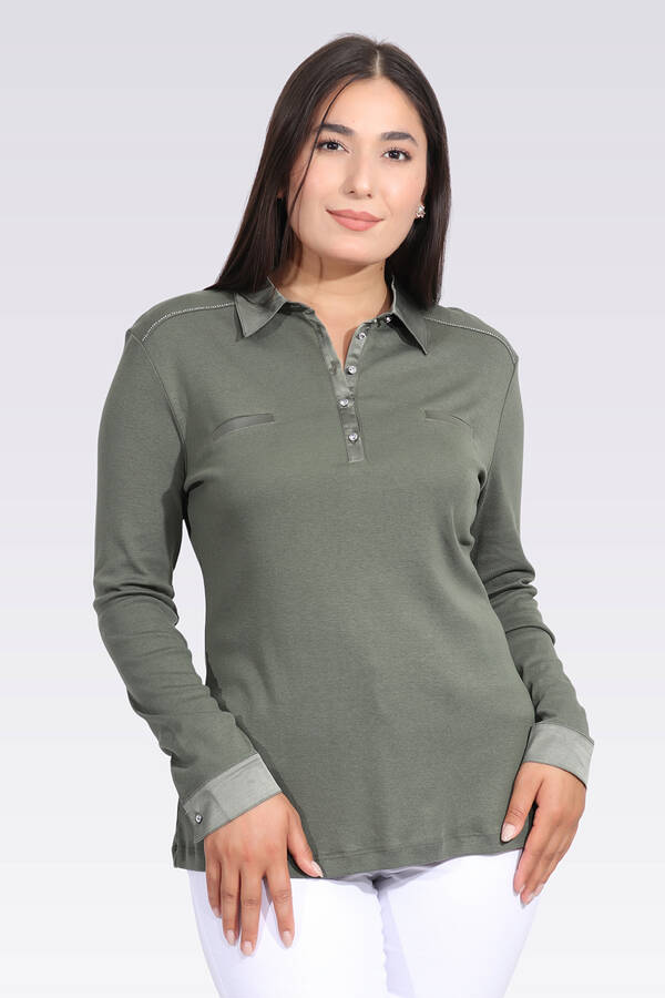 10664 SATEN GARNİLİ ŞIK ÖRME BLUZ