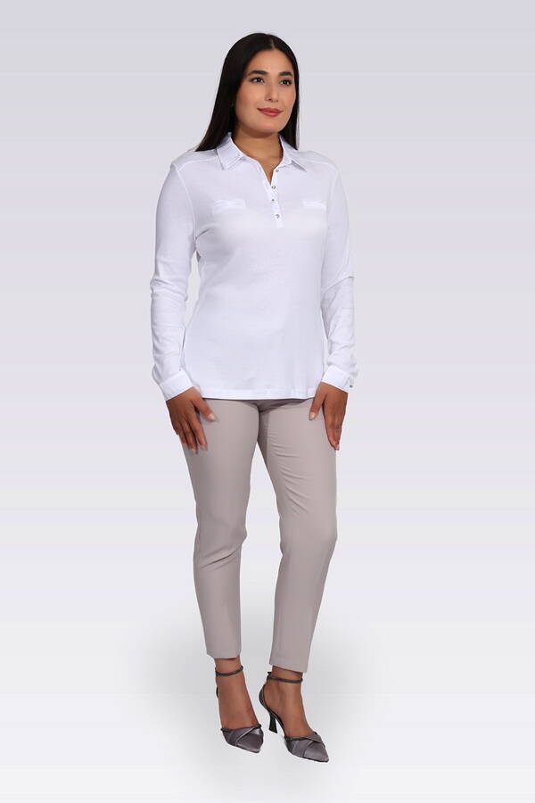 10664 SATEN GARNİLİ ŞIK ÖRME BLUZ