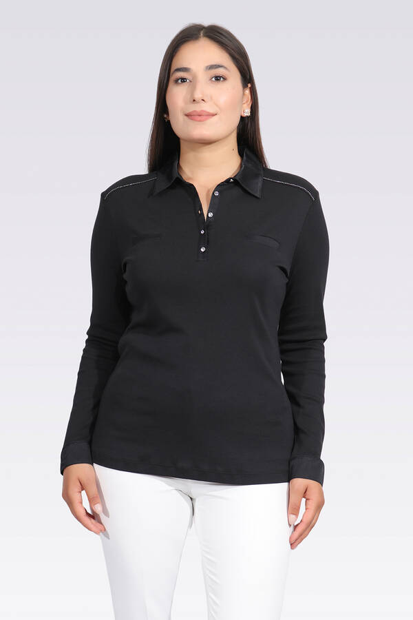 10664 SATEN GARNİLİ ŞIK ÖRME BLUZ