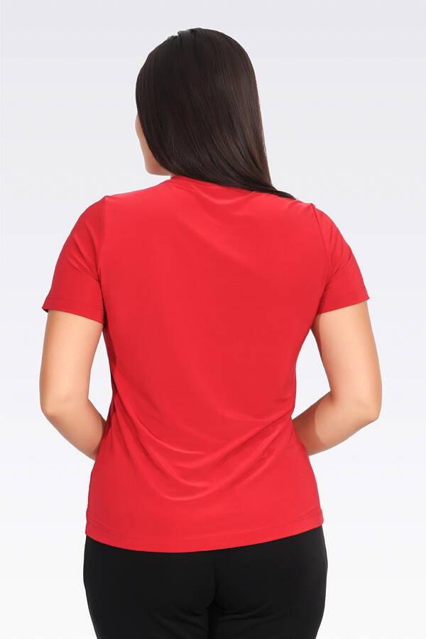 10693 BİSİKLET YAKA KISA KOL ŞIK KUMAŞ ÖRME BLUZ