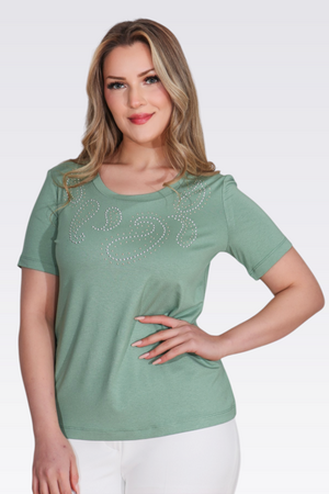 10741 TAŞ BASKILI ÖRME BLUZ
