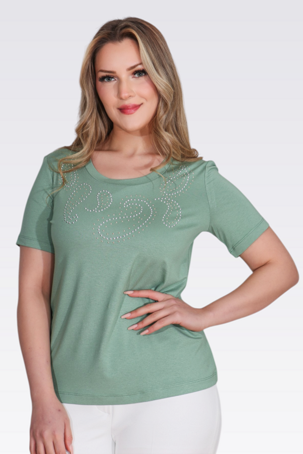10741 TAŞ BASKILI ÖRME BLUZ - 1