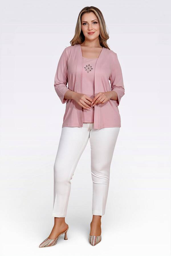 10743 TAŞ DETAYLI ÖRME İKİLİ TAKIM