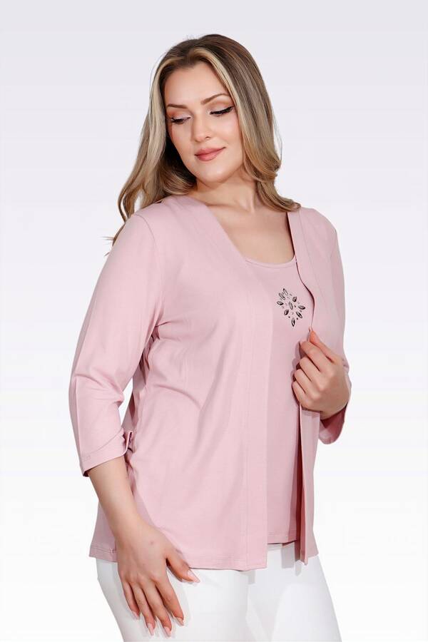 10743 TAŞ DETAYLI ÖRME İKİLİ TAKIM