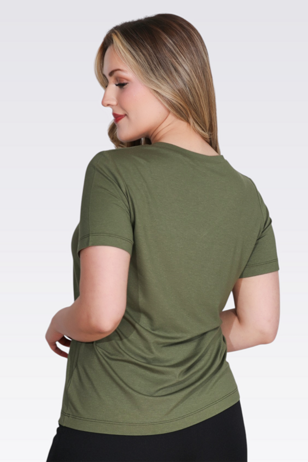 10744 TAŞ BASKILI V YAKA KISA KOL ÖRME BLUZ