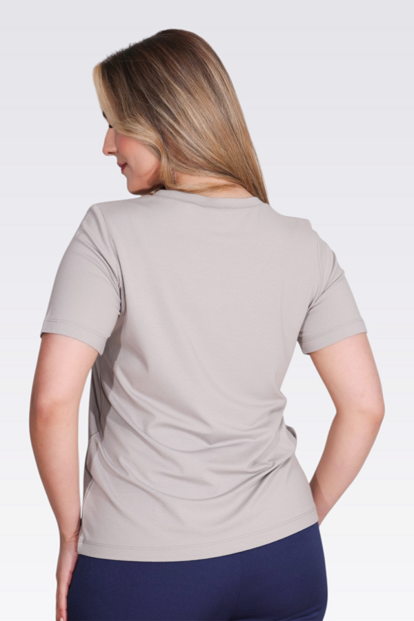 10744 TAŞ BASKILI V YAKA KISA KOL ÖRME BLUZ