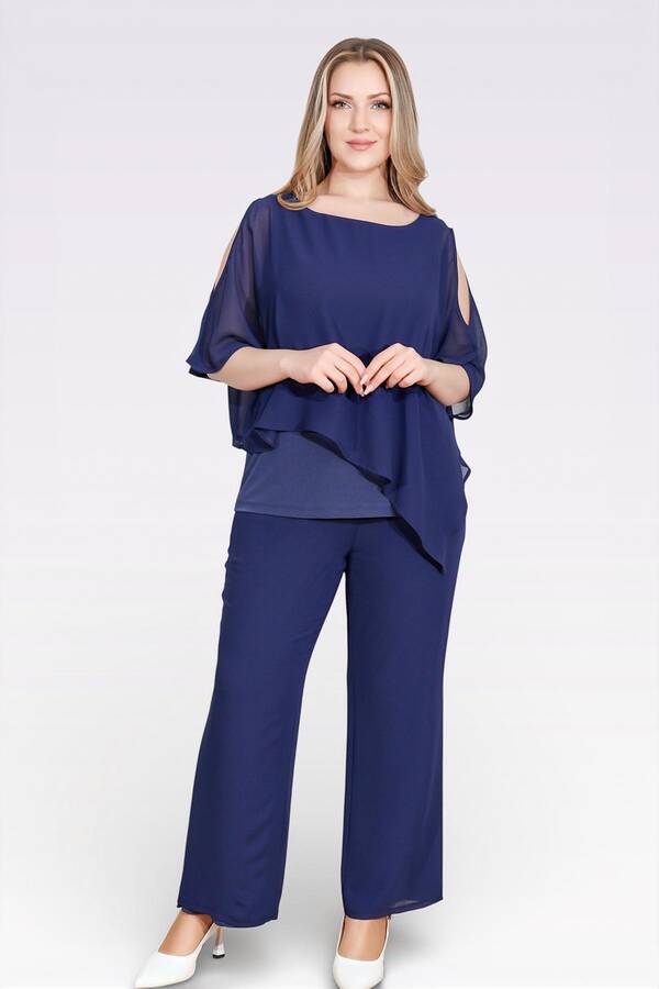 10748 KAYIK YAKA RAHAT KESİM ASTARLI ŞİFON TUNİK