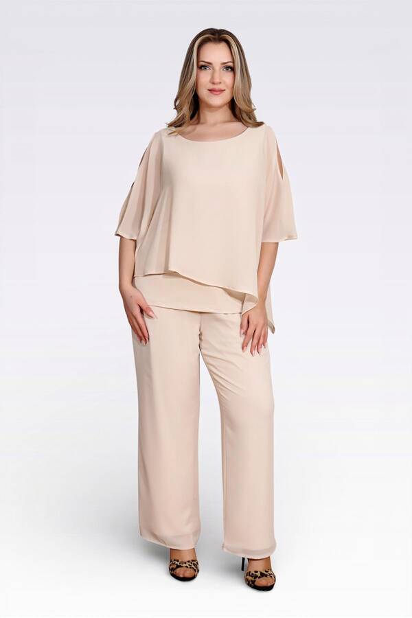 10748 KAYIK YAKA RAHAT KESİM ASTARLI ŞİFON TUNİK