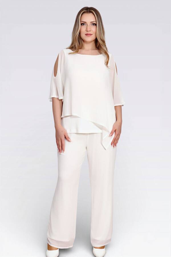 10748 KAYIK YAKA RAHAT KESİM ASTARLI ŞİFON TUNİK