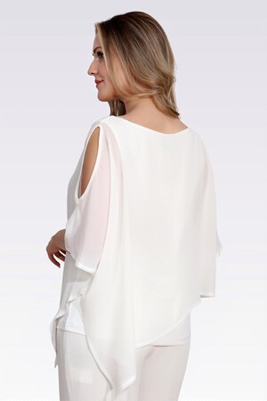 10748 KAYIK YAKA RAHAT KESİM ASTARLI ŞİFON TUNİK - Thumbnail