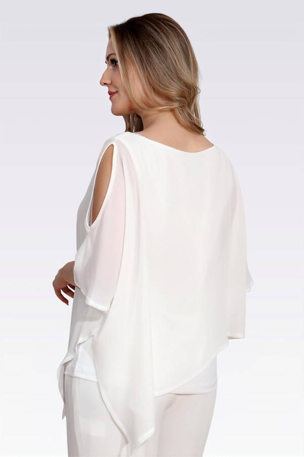 10748 KAYIK YAKA RAHAT KESİM ASTARLI ŞİFON TUNİK