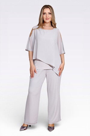 10748 KAYIK YAKA RAHAT KESİM ASTARLI ŞİFON TUNİK - Thumbnail