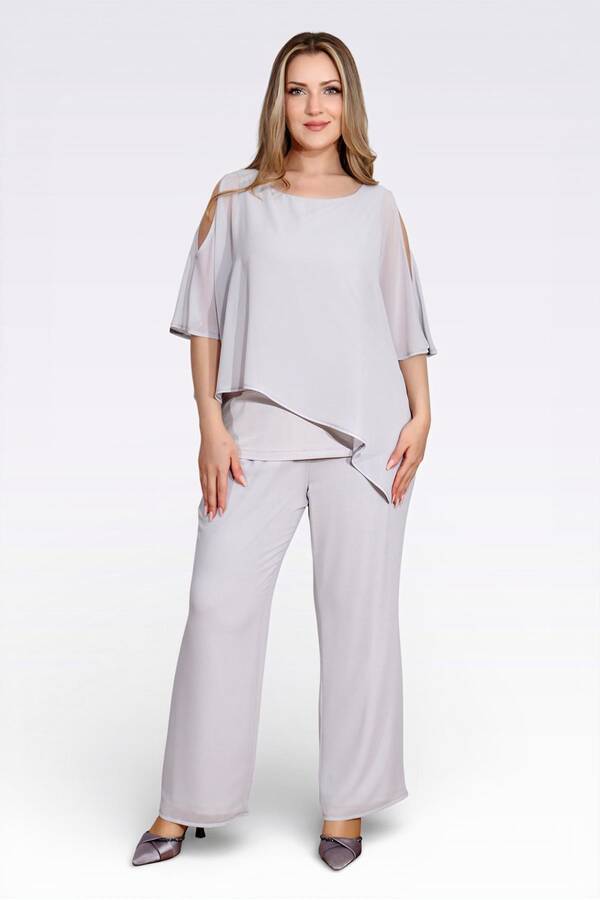 10748 KAYIK YAKA RAHAT KESİM ASTARLI ŞİFON TUNİK