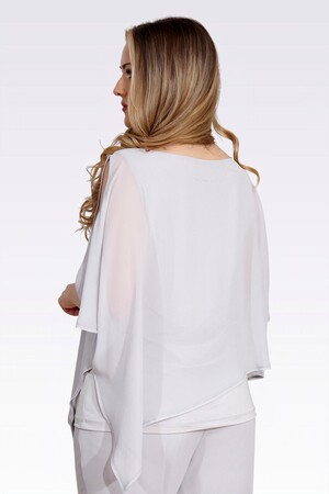 10748 KAYIK YAKA RAHAT KESİM ASTARLI ŞİFON TUNİK - Thumbnail