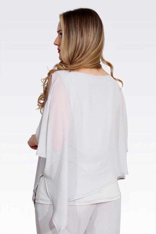 10748 KAYIK YAKA RAHAT KESİM ASTARLI ŞİFON TUNİK