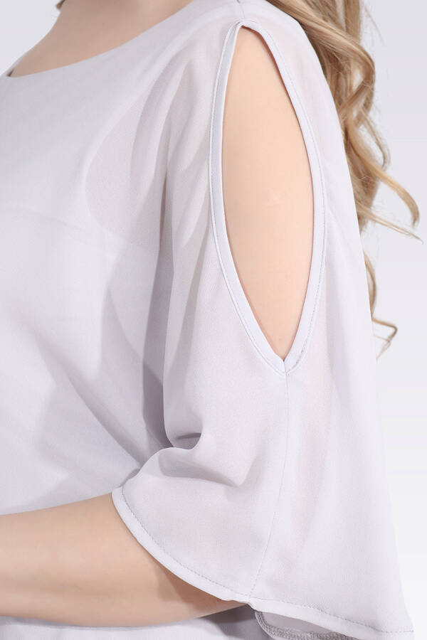 10748 KAYIK YAKA RAHAT KESİM ASTARLI ŞİFON TUNİK