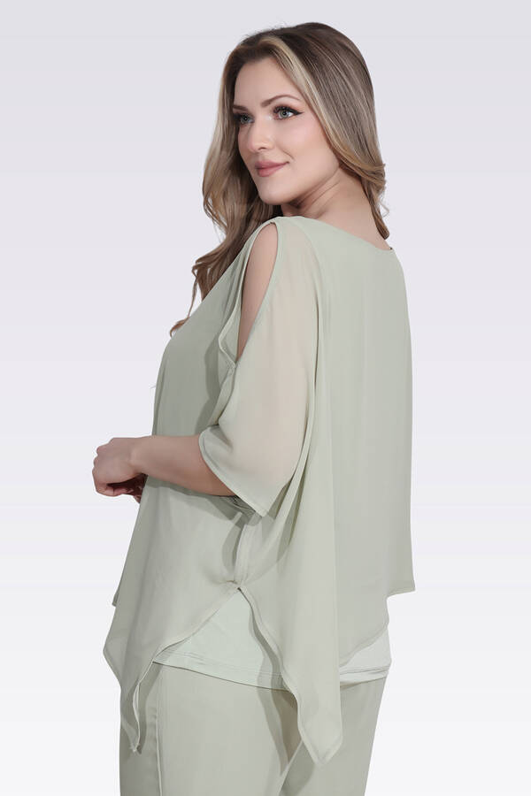 10748 KAYIK YAKA RAHAT KESİM ASTARLI ŞİFON TUNİK