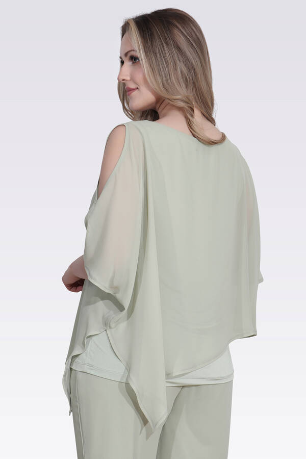 10748 KAYIK YAKA RAHAT KESİM ASTARLI ŞİFON TUNİK