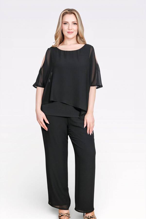 10748 KAYIK YAKA RAHAT KESİM ASTARLI ŞİFON TUNİK