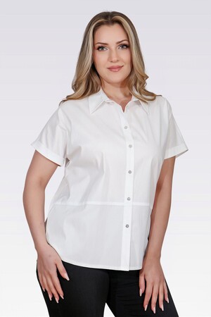 10759 PAMUKLU KUMAŞ RAHAT KESİM GÖMLEK - Thumbnail