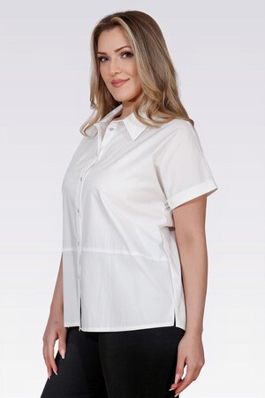 10759 PAMUKLU KUMAŞ RAHAT KESİM GÖMLEK - Thumbnail