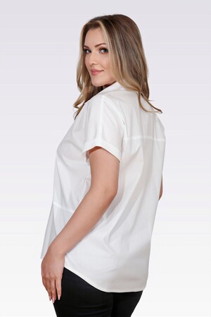 10759 PAMUKLU KUMAŞ RAHAT KESİM GÖMLEK - Thumbnail