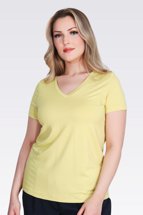 10839 V YAKA KISA KOL TSHİRT - 1