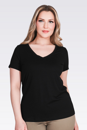 10839 V YAKA KISA KOL TSHİRT - Thumbnail