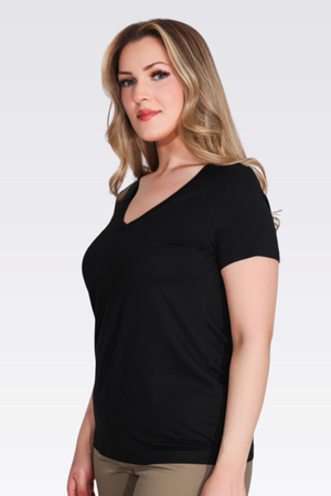 10839 V YAKA KISA KOL TSHİRT - Thumbnail