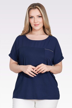 10852 TAŞ DETAYLI RAHAT KESİM BLUZ - Thumbnail