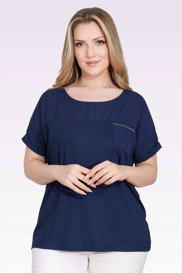 TOLGA SARAÇOĞLU - 10852 TAŞ DETAYLI RAHAT KESİM BLUZ