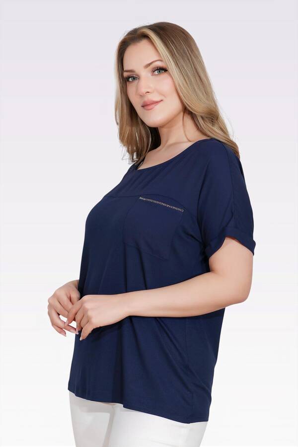 10852 TAŞ DETAYLI RAHAT KESİM BLUZ