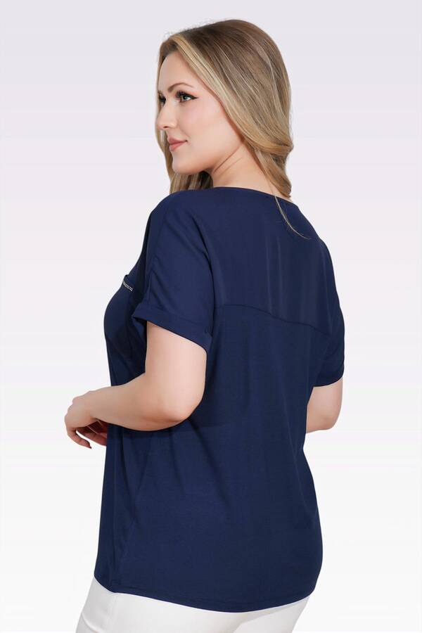 10852 TAŞ DETAYLI RAHAT KESİM BLUZ