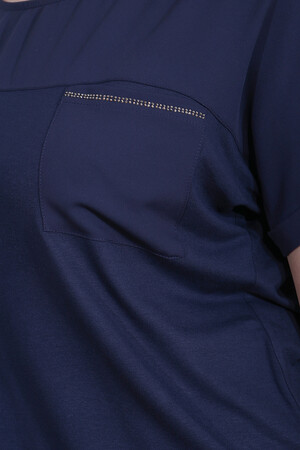 10852 TAŞ DETAYLI RAHAT KESİM BLUZ - Thumbnail