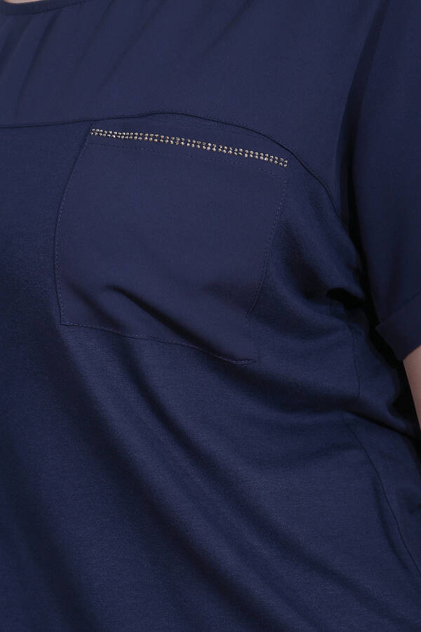 10852 TAŞ DETAYLI RAHAT KESİM BLUZ