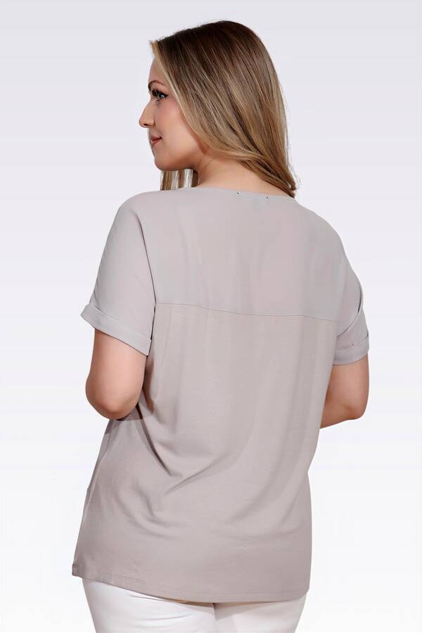 10852 TAŞ DETAYLI RAHAT KESİM BLUZ