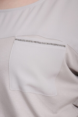 10852 TAŞ DETAYLI RAHAT KESİM BLUZ - Thumbnail