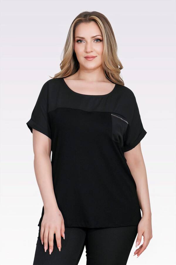 TOLGA SARAÇOĞLU - 10852 TAŞ DETAYLI RAHAT KESİM BLUZ