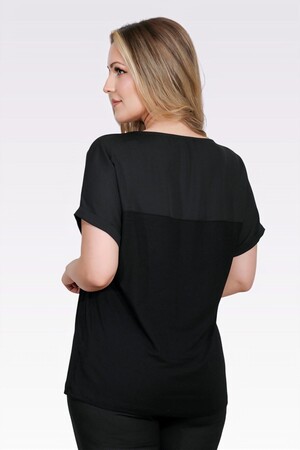 10852 TAŞ DETAYLI RAHAT KESİM BLUZ - Thumbnail