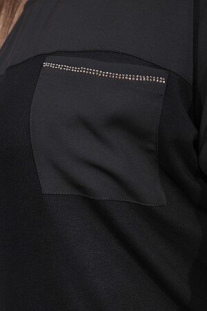 10852 TAŞ DETAYLI RAHAT KESİM BLUZ - Thumbnail