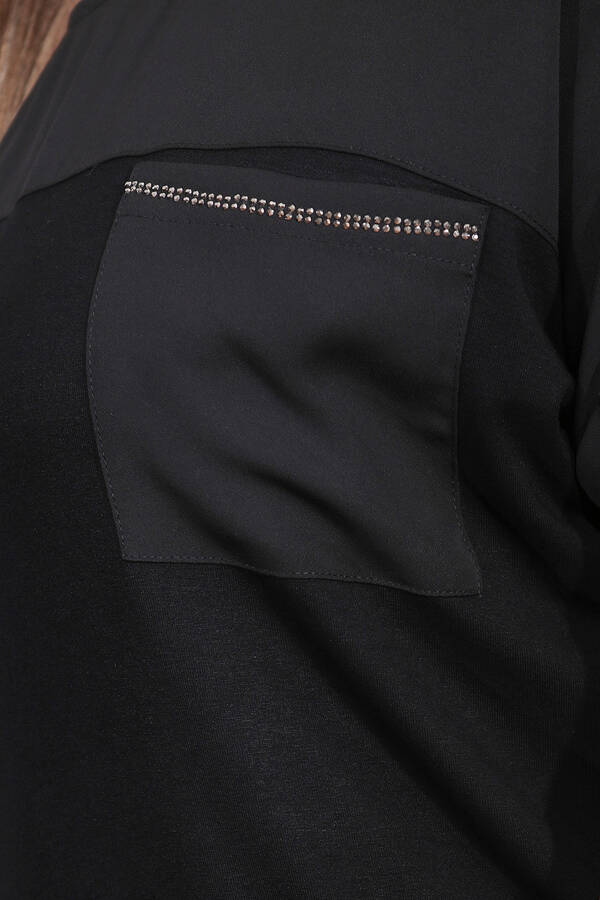 10852 TAŞ DETAYLI RAHAT KESİM BLUZ