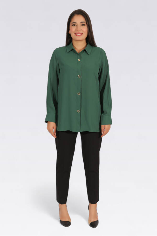 10937 UZUN KOLLU ŞIK BLUZ - 2