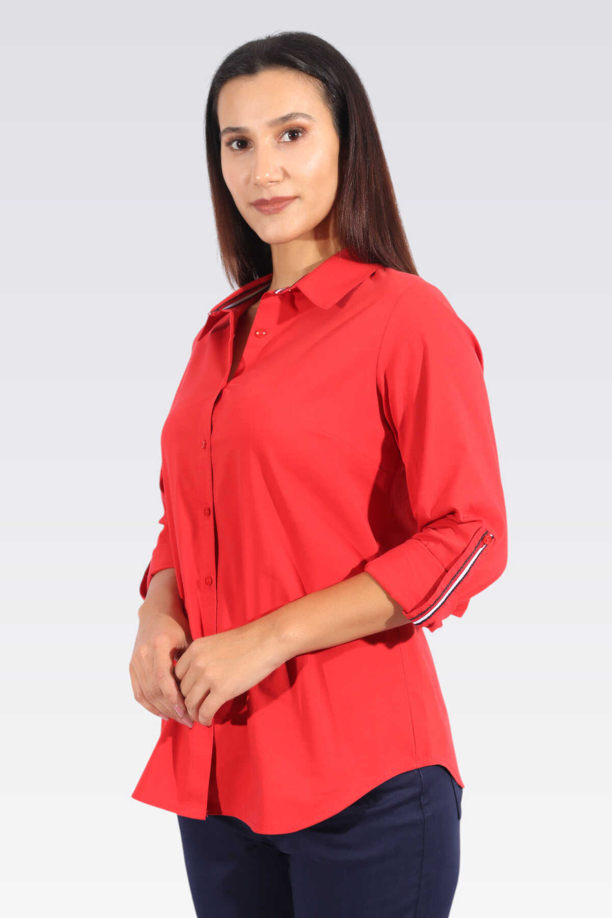10940 Şerit Detaylı Spor Gömlek