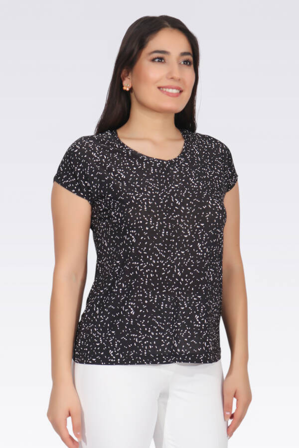 10956 V YAKA DESENLİ ÖRME BLUZ - 4